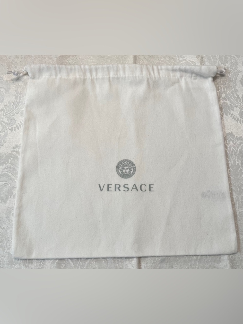 Versace White Drawstring Pouch with Versace Logo